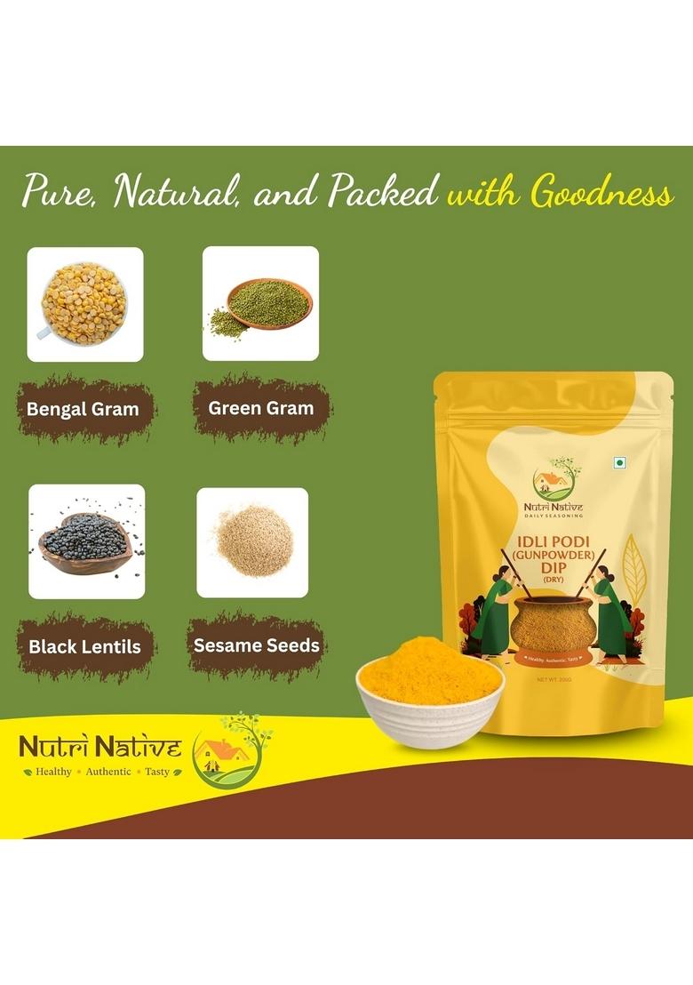 Nutrinative Pack Of 2 – Nut Seeds Dip With Almonds Cashews Walnuts Sesame Dry Coconut Coriander Cumin Vegan No Sugar Gluten Free 200G Each Idli Podi Shenga Chutney
