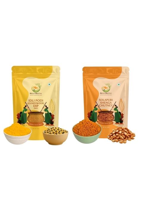 Nutrinative Pack Of 2 – Nut Seeds Dip With Almonds Cashews Walnuts Sesame Dry Coconut Coriander Cumin Vegan No Sugar Gluten Free 200G Each Idli Podi Shenga Chutney