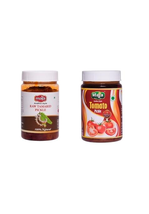 Maja Nature Foods Raw Tamarind Tomato Pickle Combo Pack | Tangy And Spicy Indian Flavors No Artificial Preservatives Perfect For Enhancing Meals Snacks 250 Grams Each