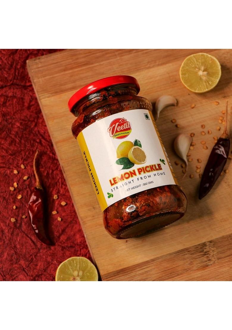 Veetil Veeti Homemade Lemon Pickle Traditional Indian Condiment 350G