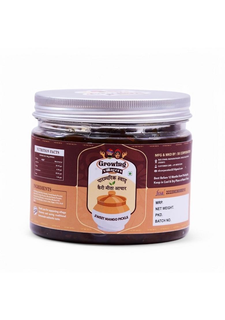 Growing Villagers Sweet Mango Chunda Pickle Traditional Gujrati Meetha Aam Ka Achar 600 Gram Jar