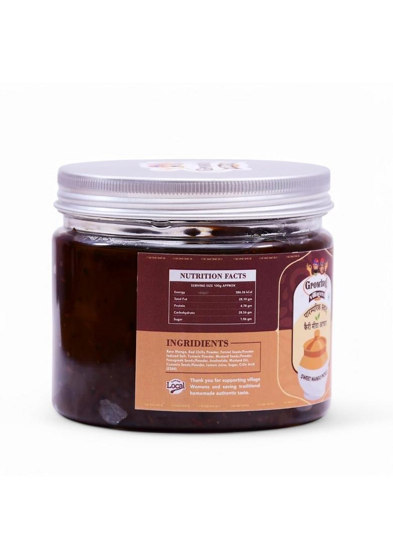 Growing Villagers Sweet Mango Chunda Pickle Traditional Gujrati Meetha Aam Ka Achar 600 Gram Jar