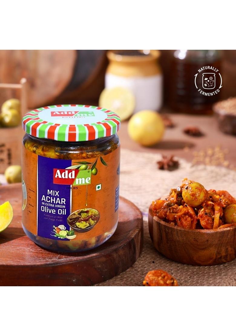 Add Me Mixed Pickle Chilli 1Kg In Extra Virgin Olive Oil Mango Chilii Lemon Carrot Ker Ginger Karonda Lasoda Fruit Mix Achar Mirchi Ka 500Gm 500G Pack Of 2