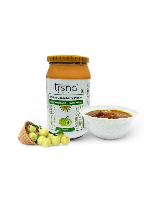 Trsna Indian Gooseberry Pickle 400 Grams | Nelika Achaar Authentic Kerala Amla Traditional South Style Tangy Nutrient Rich Premium Gourmet Made In Glass Jar
