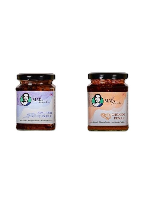 Mai'S Lonche Non Veg Combo | Chicken Pickle King Fish Sea Food Healthy Pickles No Preservative 250 X 2 Gms Pack Of