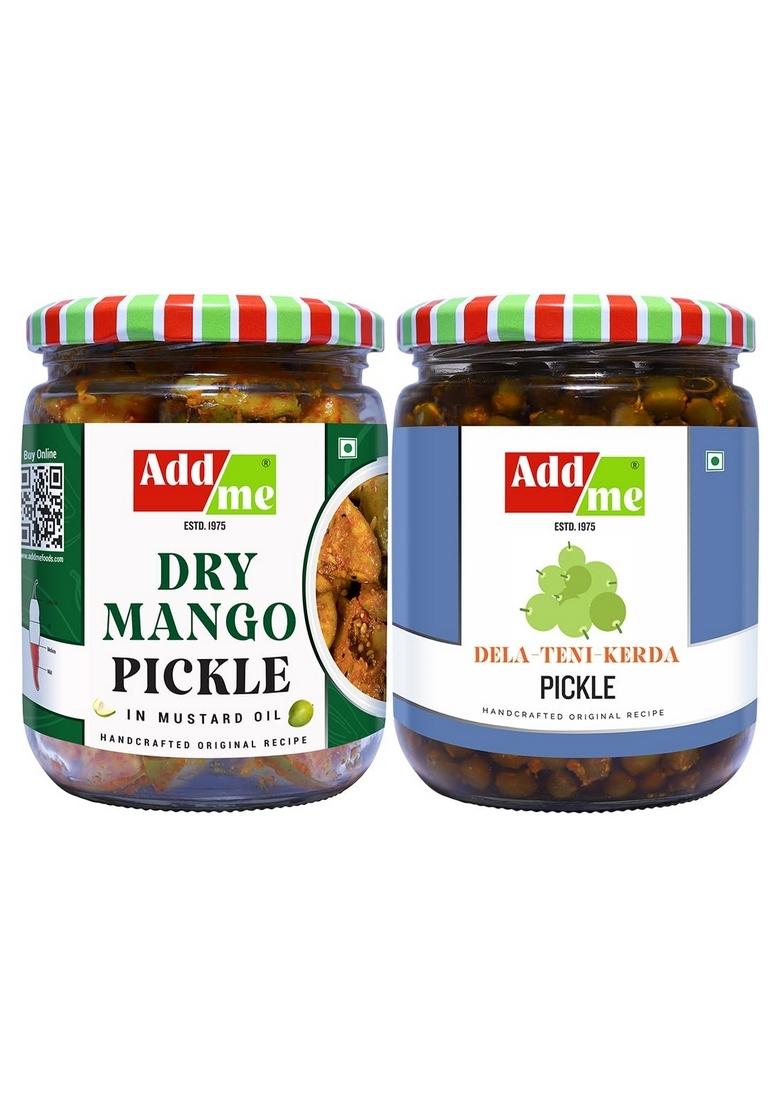 Add Me Rajasthani Masala Dela Teni Ker Pickle Dry Mango Ka Achar Sukha Aam 500Gm Each Combo Glass Jar Pack