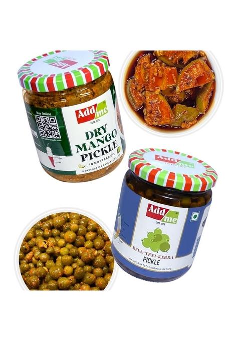 Add Me Rajasthani Masala Dela Teni Ker Pickle Dry Mango Ka Achar Sukha Aam 500Gm Each Combo Glass Jar Pack