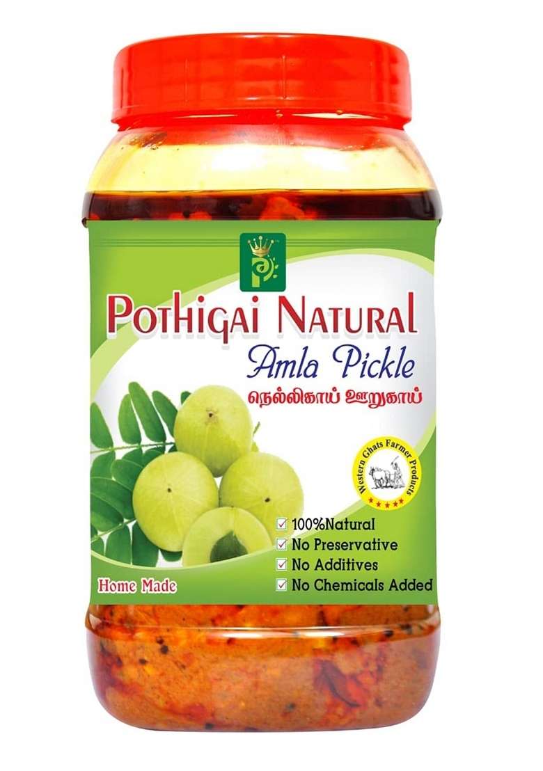 Pothigai Natural Amla Pickle 250G Pure Home Made No Preservatives Chemical Added 100 Pack Of 1 - Indya