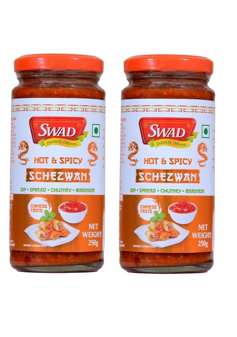 Swad Hot Spicy Schezwan 250G Pack Of 2 | Dip Spread Chutney Marinate