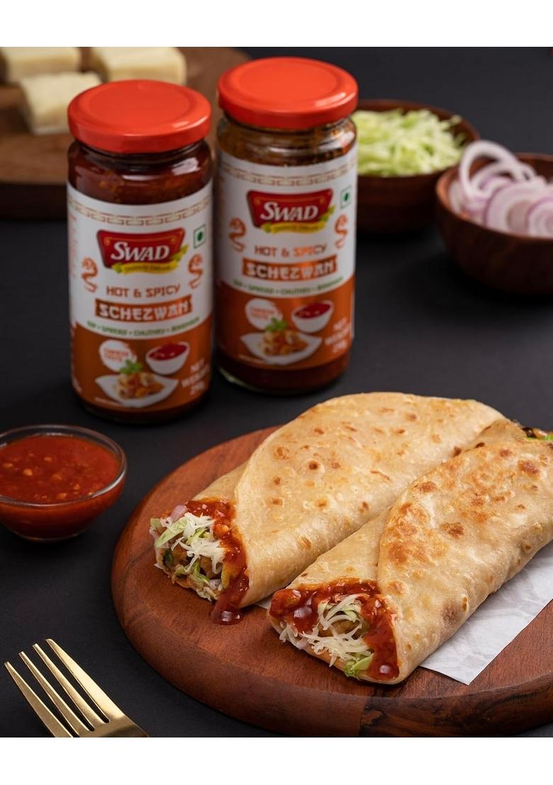 Swad Hot Spicy Schezwan 250G Pack Of 2 | Dip Spread Chutney Marinate