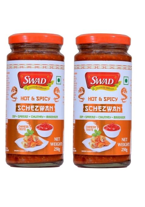 Swad Hot Spicy Schezwan 250G Pack Of 2 | Dip Spread Chutney Marinate