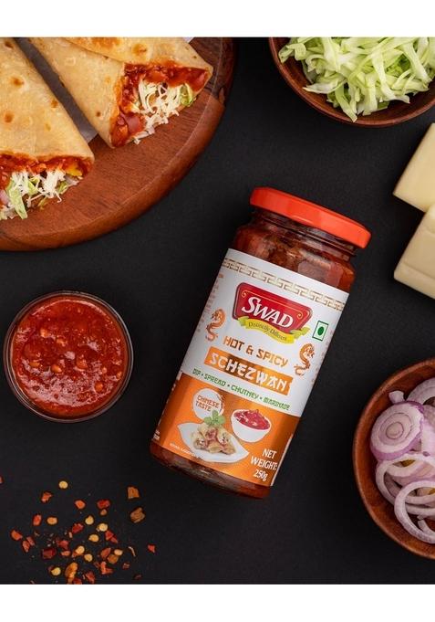 Swad Hot Spicy Schezwan 250G Pack Of 2 | Dip Spread Chutney Marinate