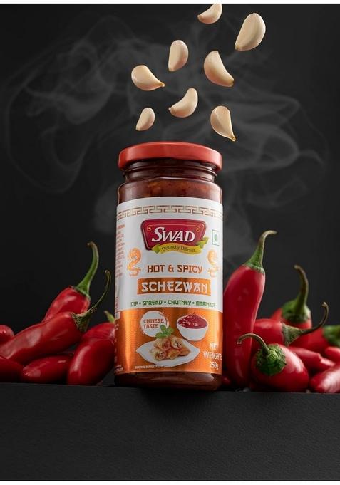 Swad Hot Spicy Schezwan 250G Pack Of 2 | Dip Spread Chutney Marinate