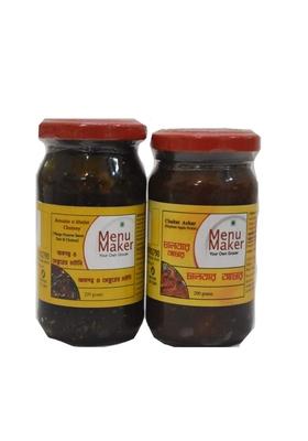 Menu Maker Select Premium Chaltar Achar [Elephant Apple Pickle] And Aamsatto Khejurer Chutney [Mango Preserve Date Sweet Chutney] Combo Pack 250G Each
