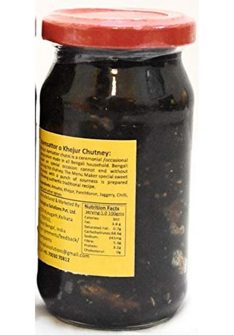 Menu Maker Select Premium Chaltar Achar [Elephant Apple Pickle] And Aamsatto Khejurer Chutney [Mango Preserve Date Sweet Chutney] Combo Pack 250G Each