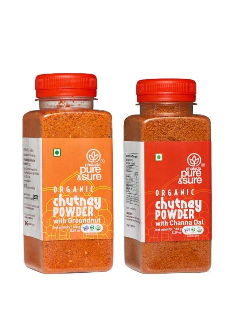 Phalada Pure Sure Combo Pack Of Organic Chutney Powder Groundnut 150Gms And Channa Dal - Indya