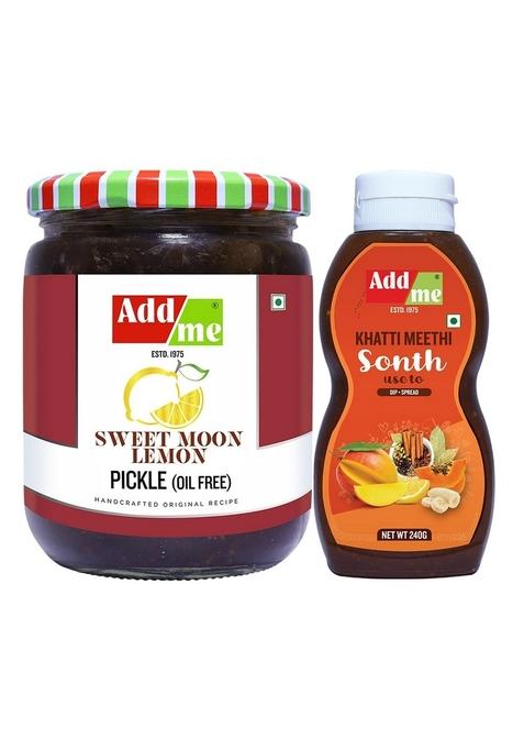 Add Me Sweet Lemon Pickle 600Gm Meetha Nimbu Ka Achar Glass Jar Khatti Meethi Chutney 240Gm