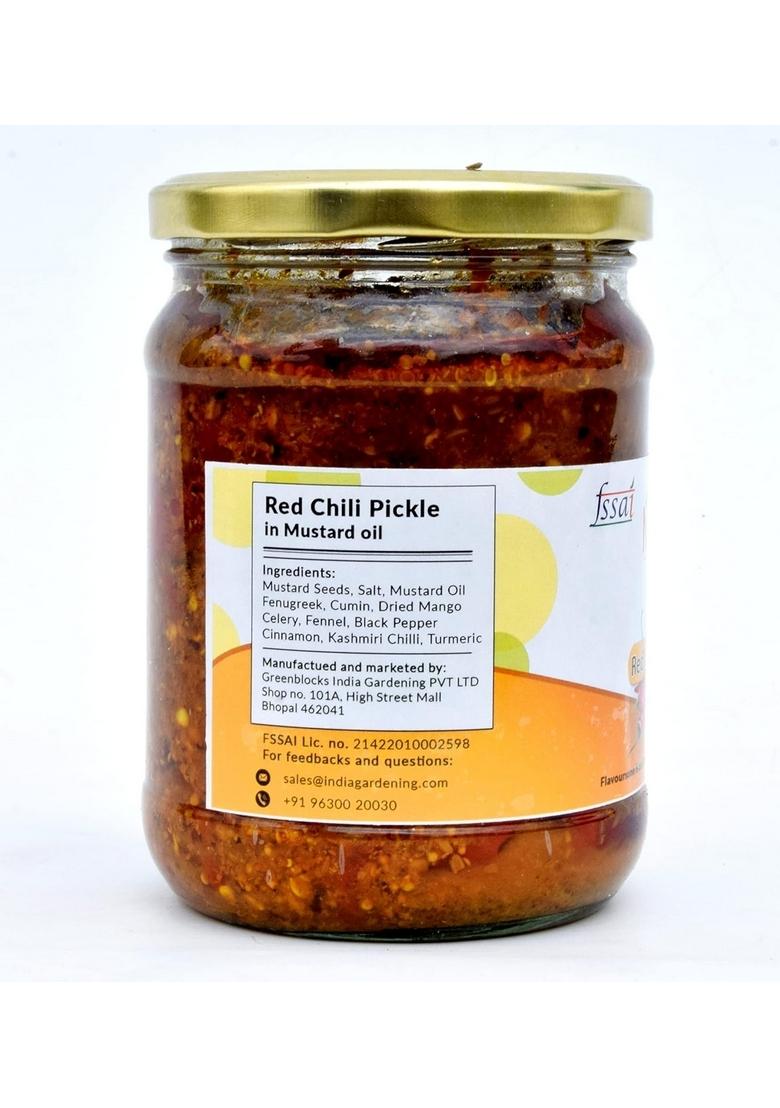 Handmade By Mom Stuffed Red Chilli Pickle In Cold Pressed Mustard Oil Authentic | Handpicked Raw Chilies No Preservatives Colors Hygienic Practices 500G Glass Jar A Culinary Heritage Packed With Love And Tradition