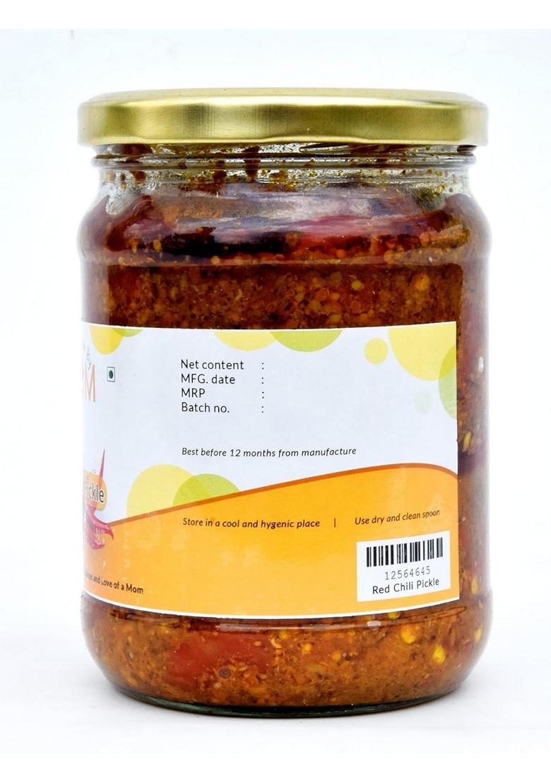 Handmade By Mom Stuffed Red Chilli Pickle In Cold Pressed Mustard Oil Authentic | Handpicked Raw Chilies No Preservatives Colors Hygienic Practices 500G Glass Jar A Culinary Heritage Packed With Love And Tradition