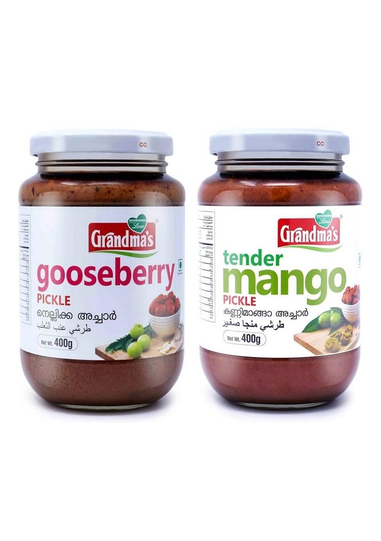 Grandmas Authentic Kerala Style Gooseberry Pickle Tender Mango Combo