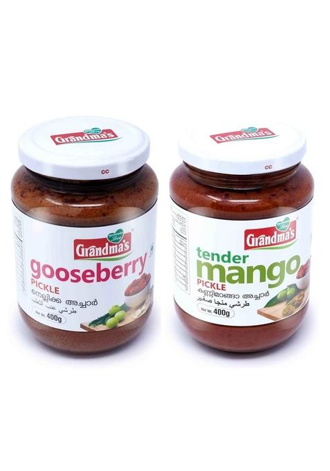 Grandmas Authentic Kerala Style Gooseberry Pickle Tender Mango Combo