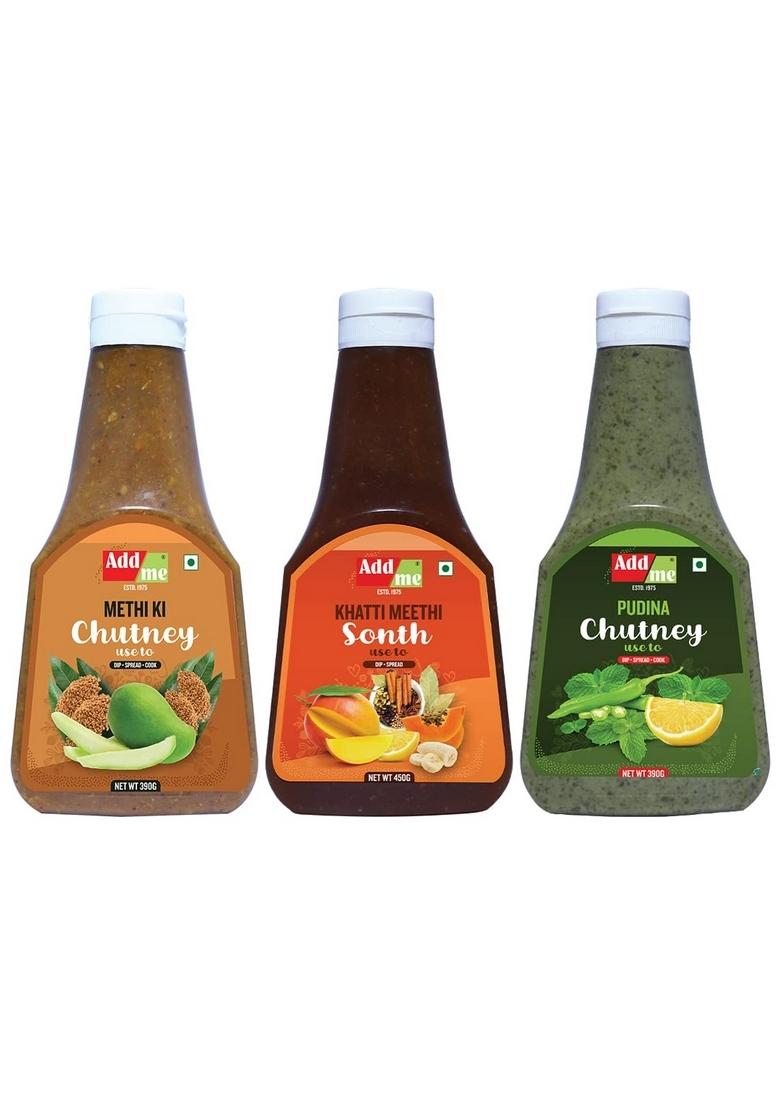 Add Me Homemade Chutney Sauce Mixed Combo Meethi Khatti Sonth 450G Pudina Dip 390G Mango Pickle Methi Dana Achar Classic Indian Chutneys Offer