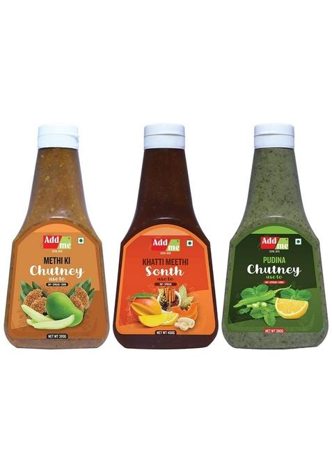 Add Me Homemade Chutney Sauce Mixed Combo Meethi Khatti Sonth 450G Pudina Dip 390G Mango Pickle Methi Dana Achar Classic Indian Chutneys Offer