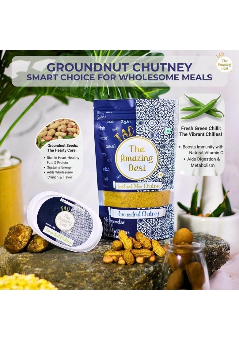 Tad The Amazing Desi – Groundnut Chutney | Instant Chatpati Chatni 100 Natural Superfood Oil Free Sugar No Preservatives 100G