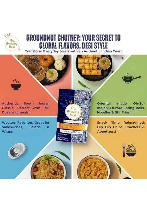 Tad The Amazing Desi – Groundnut Chutney | Instant Chatpati Chatni 100 Natural Superfood Oil Free Sugar No Preservatives 100G
