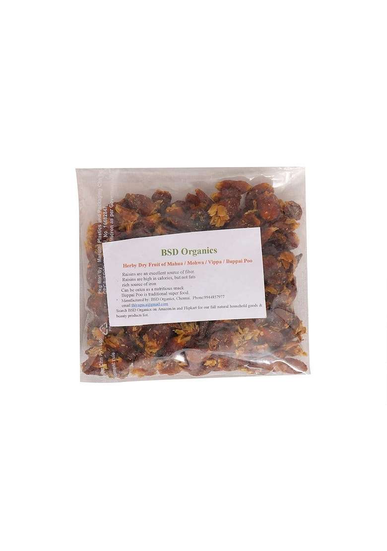 Bsd Organics Herby Dry Fruit Of Mahua Mohwa Vippa Iluppai Poo 100 Gram - Indya
