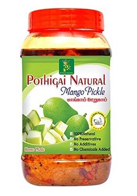 Pothigai Natural Mango Pickle 500G Pure Home Made With Wooden Cold Pressed Gingelly Oil No Preservatives 100