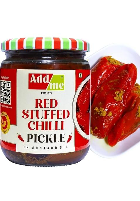 Add Me Home Made Lal Mirch Ka Bharwa 500Gm Achar Red Stuffed Chilli Pickles In Mustard Oil Glass Pack | Handcrafted Pickle Perfect Blend Of Spicy Zesty