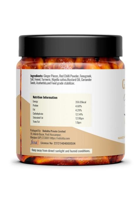 Relishta Ginger Pickle 250G By Handcrafted Original Recipe Traditional Taste