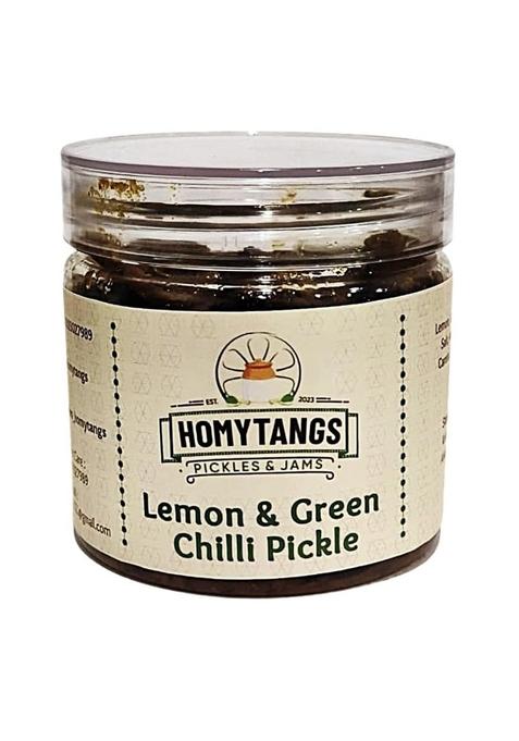 Homytangs Lemon And Green Chilli Pickle – Zesty Spicy Indian Achar With Fresh Lemons Chillies Traditional Taste No Preservatives 400G