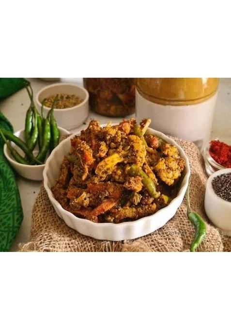 Mj Taste Natural Veg Mixed Vegtables Pack Pickles 250G | Blend Of Fresh Vegetables Ideal For Rice Roti Quick Meals