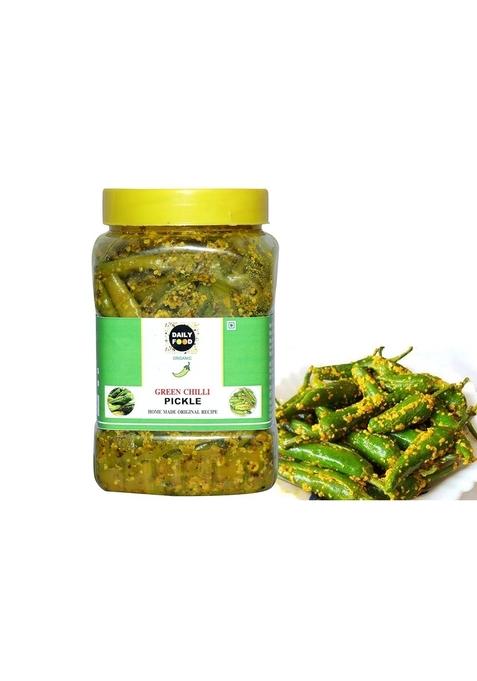 Daily Food Homemade Organic Natural Rai Green Chili Pickle Hari Mirch Ka Achar 800Gm