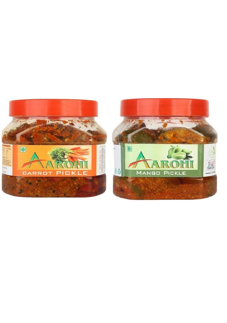 Aarohi Combo Of Homemade Simple And Delicious Pure Carrot Pickle 400 Gram Mango Taste Generation Pack Of2