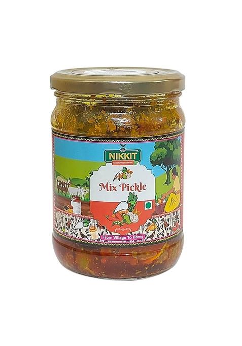 Nikkit Mixed Pickle | Traditional Spicy Tangy Achar Made With Mango Lemon Chili Vegetables Authentic Indian Oil Spices 450 Gram Mix