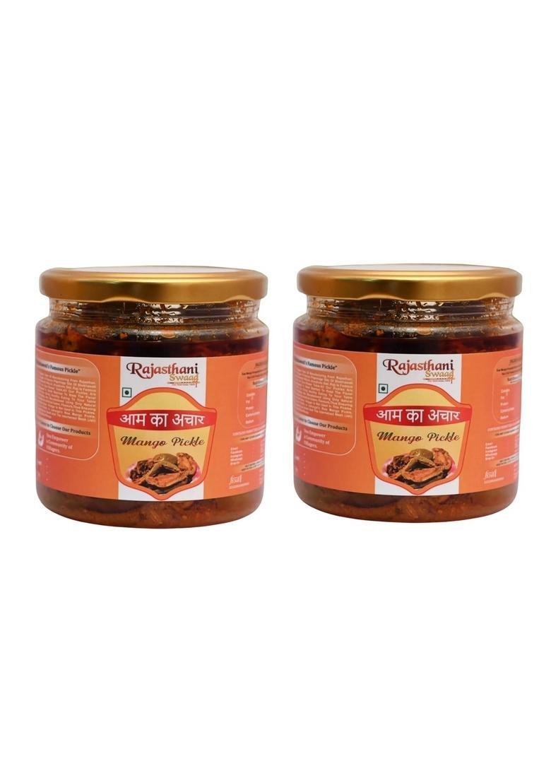 Rajasthani Swaad Dry Mango Pickle Kachi Keri Home Made Masala Coated Aam Ka Khatta Achar Less Oil 2 Jar Of 400 Gram Each
