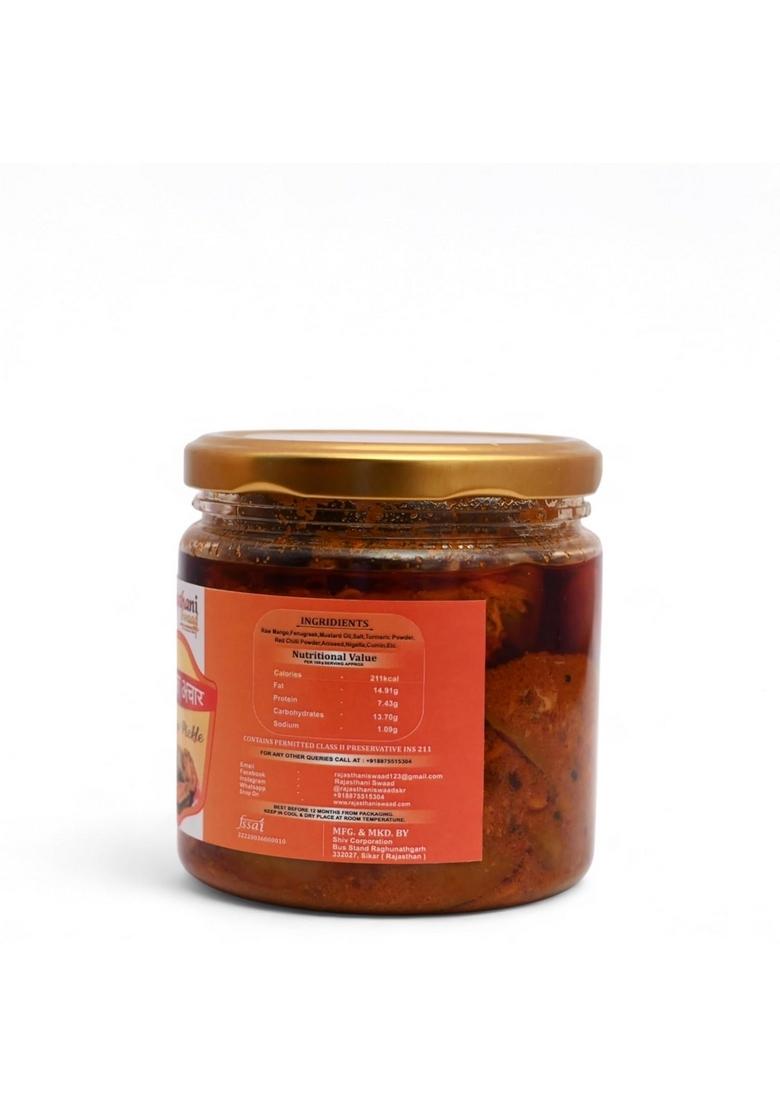 Rajasthani Swaad Dry Mango Pickle Kachi Keri Home Made Masala Coated Aam Ka Khatta Achar Less Oil 2 Jar Of 400 Gram Each