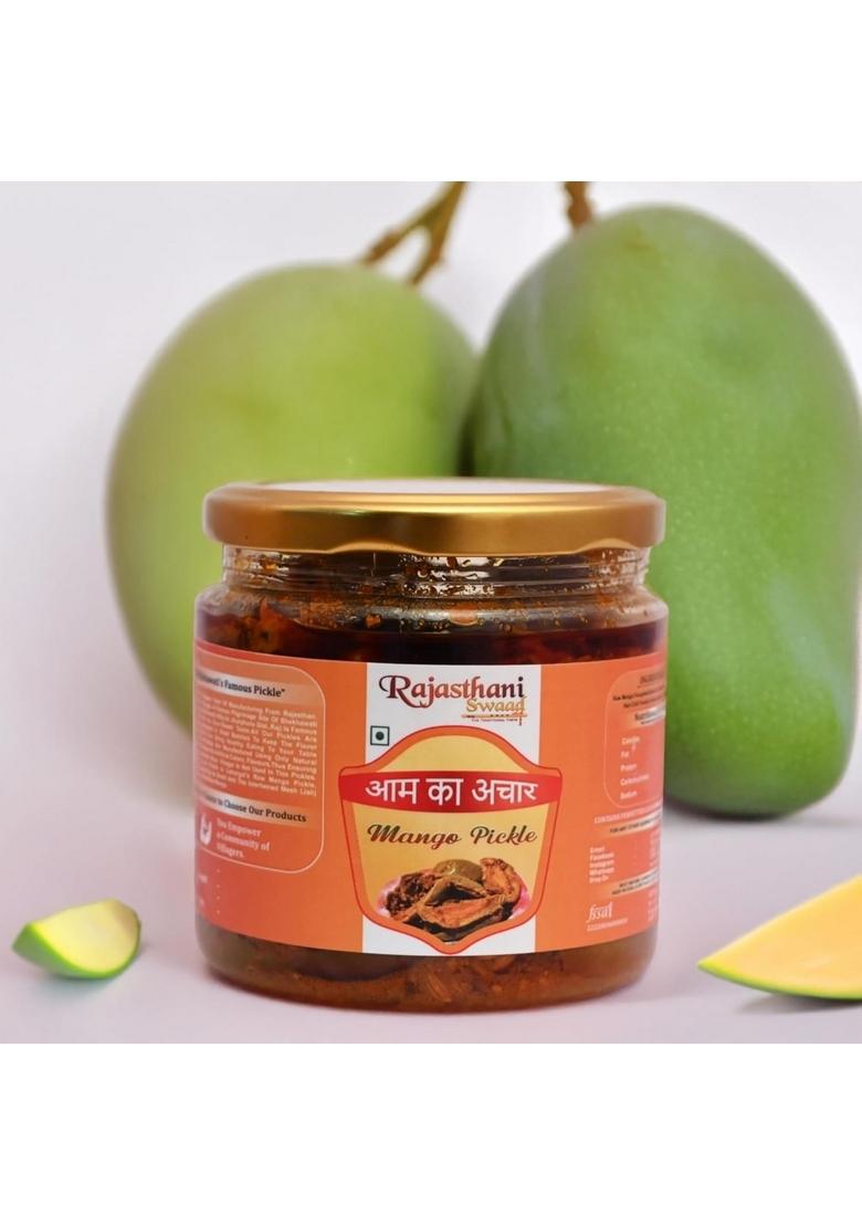 Rajasthani Swaad Dry Mango Pickle Kachi Keri Home Made Masala Coated Aam Ka Khatta Achar Less Oil 2 Jar Of 400 Gram Each