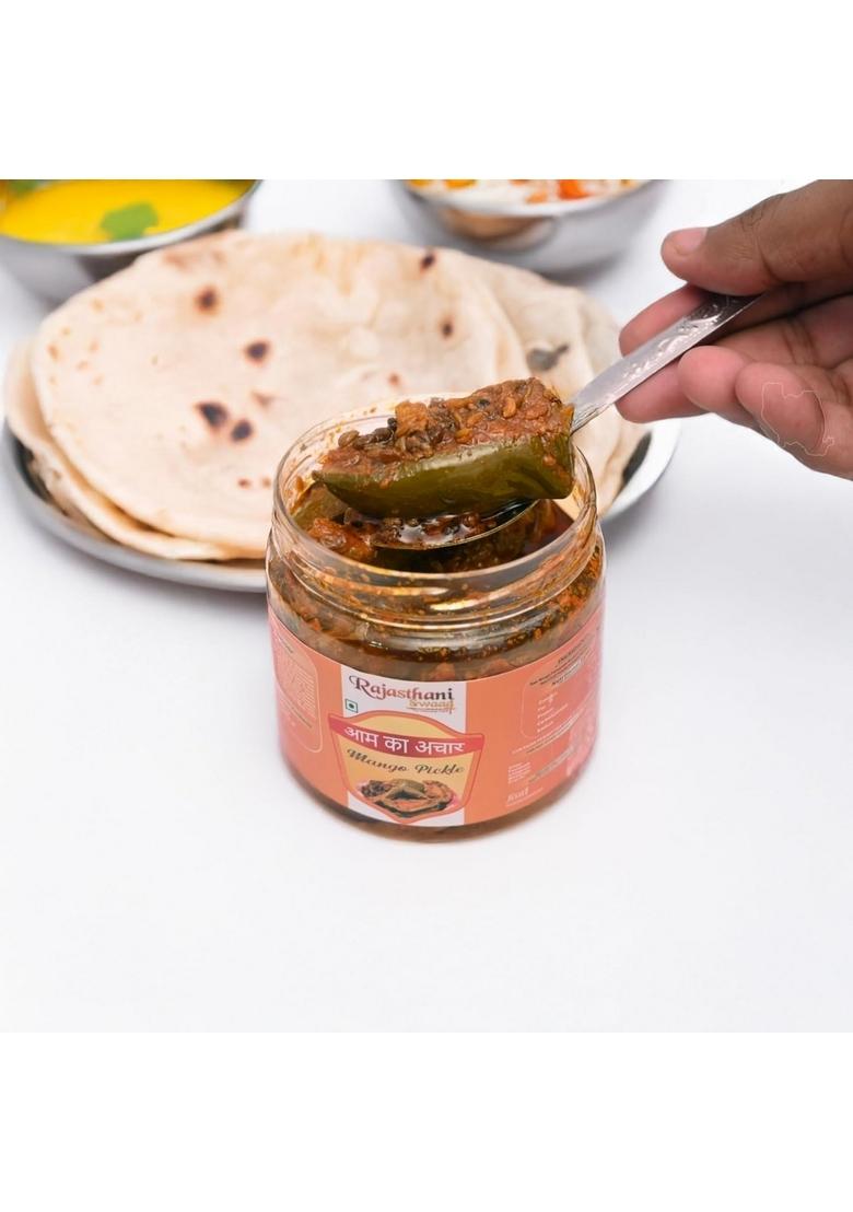 Rajasthani Swaad Dry Mango Pickle Kachi Keri Home Made Masala Coated Aam Ka Khatta Achar Less Oil 2 Jar Of 400 Gram Each