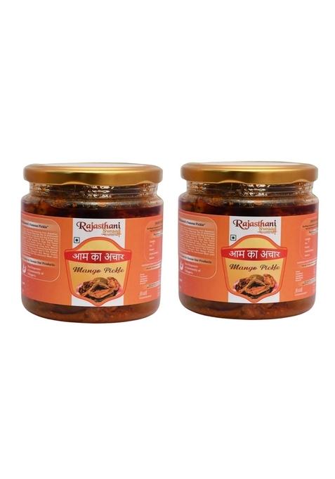 Rajasthani Swaad Dry Mango Pickle Kachi Keri Home Made Masala Coated Aam Ka Khatta Achar Less Oil 2 Jar Of 400 Gram Each