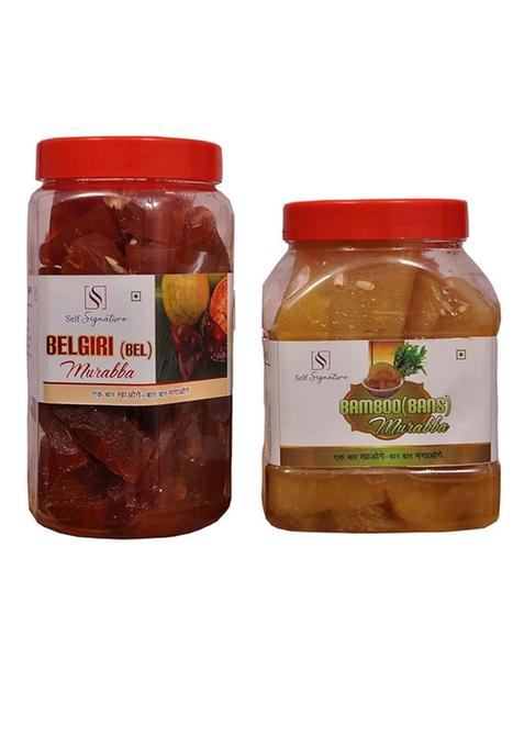 Self Signature Combo Of Homemade Fresh Natural Organic Sweet Bel Murabba And Bamboo Bans Ka Morabba 900 Gram Each Pack 2