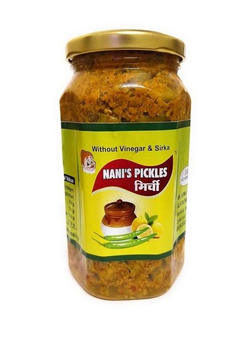 Nani'S Pickles Nani’S Homemade Green Chilli Pickle हरी मिर्च 500 Gm Pack Indori Style Without Chemical Preservative हिरव्या मिरचीचे लोणचे લીલા મરચાનું અથાણું
