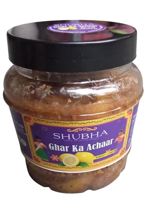 Shubha Ghar Ka Achaar Sweet Lemon Pickle | Oil Free Traditional Indian Home Made Khatta Meetha Nimbu Achar |Homemade Recipe No Preservative 425Gm