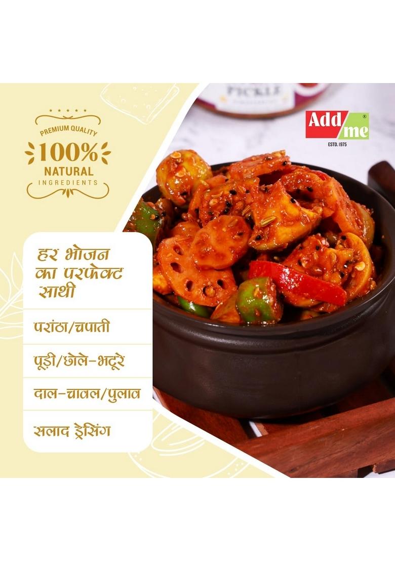 Add Me Mixed Supreme Pickle Homemade Taste Mix Rajasthani Marwadi Pickles Achar Aam Mango Chilli Lemon Carrot Ker Ginger Karonda Lasoda Fruit 500Gm Glass Pack Spiced Tangy Flavor 500G Jar