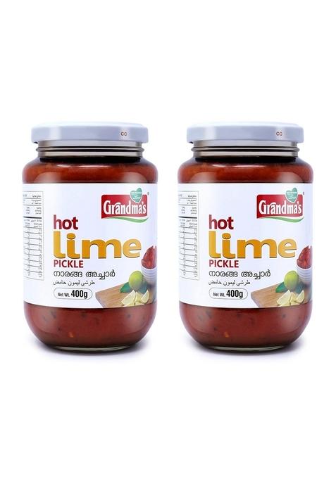Grandmas Authentic Kerala Style Hot Lime Pickle 400G|Hot And Spicy South Indian Pack Of 2