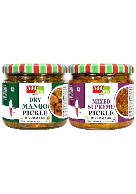 Add Me Home Made Dry Mango Pickle Sukha North Indian Aam Ka Achar 300Gm Mixed Supreme Glass Pack
