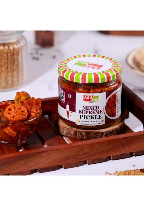 Add Me Home Made Dry Mango Pickle Sukha North Indian Aam Ka Achar 300Gm Mixed Supreme Glass Pack